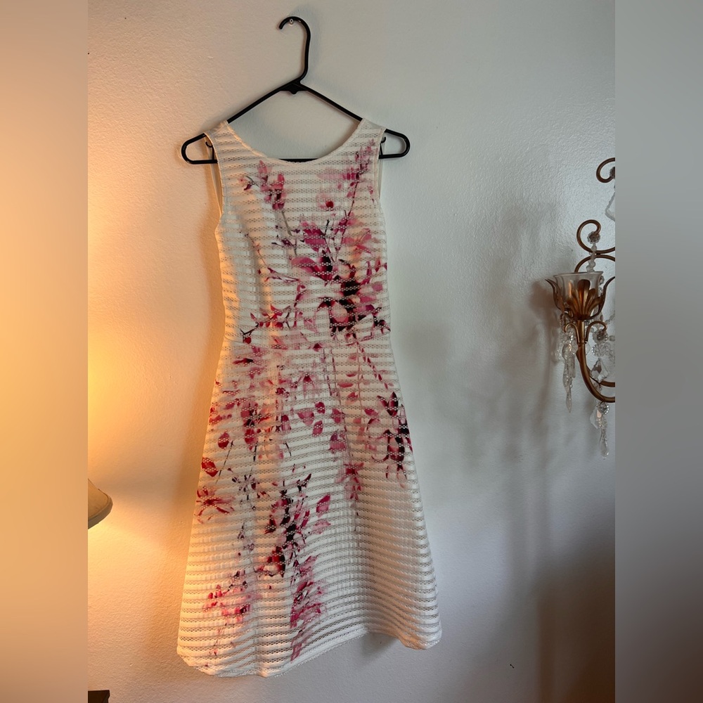 Floral Pink and White Sleeveless Dress